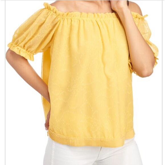 Laundry by Shelli Segal Women’s Sz S Yellow Off the Shoulder Lantern Sleeve Top - Picture 3 of 3